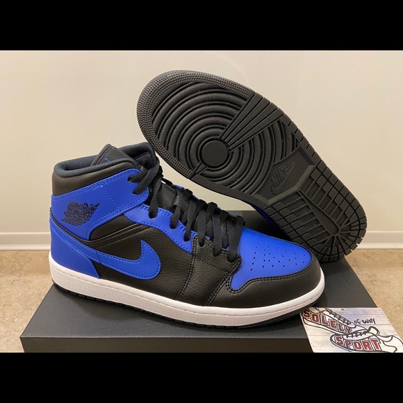 NEW Nike Air Jordan 1 Retro Mid Royal Blue Black - Picture 5 of 11